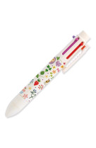 Stylo 6 couleurs aiko  fraise fleurs chat