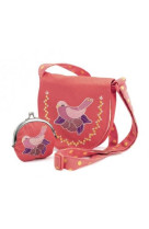 Sac & porte monnaie brodes oiseau