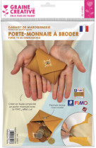 Gabarit fimo effet cuir - porte monnaie a broder + 1 fermoir