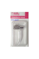 Pendentif fiole verre : griffe coloris argent