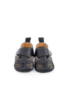 Chaussons cuir noirs 6/12 mois - les moustaches
