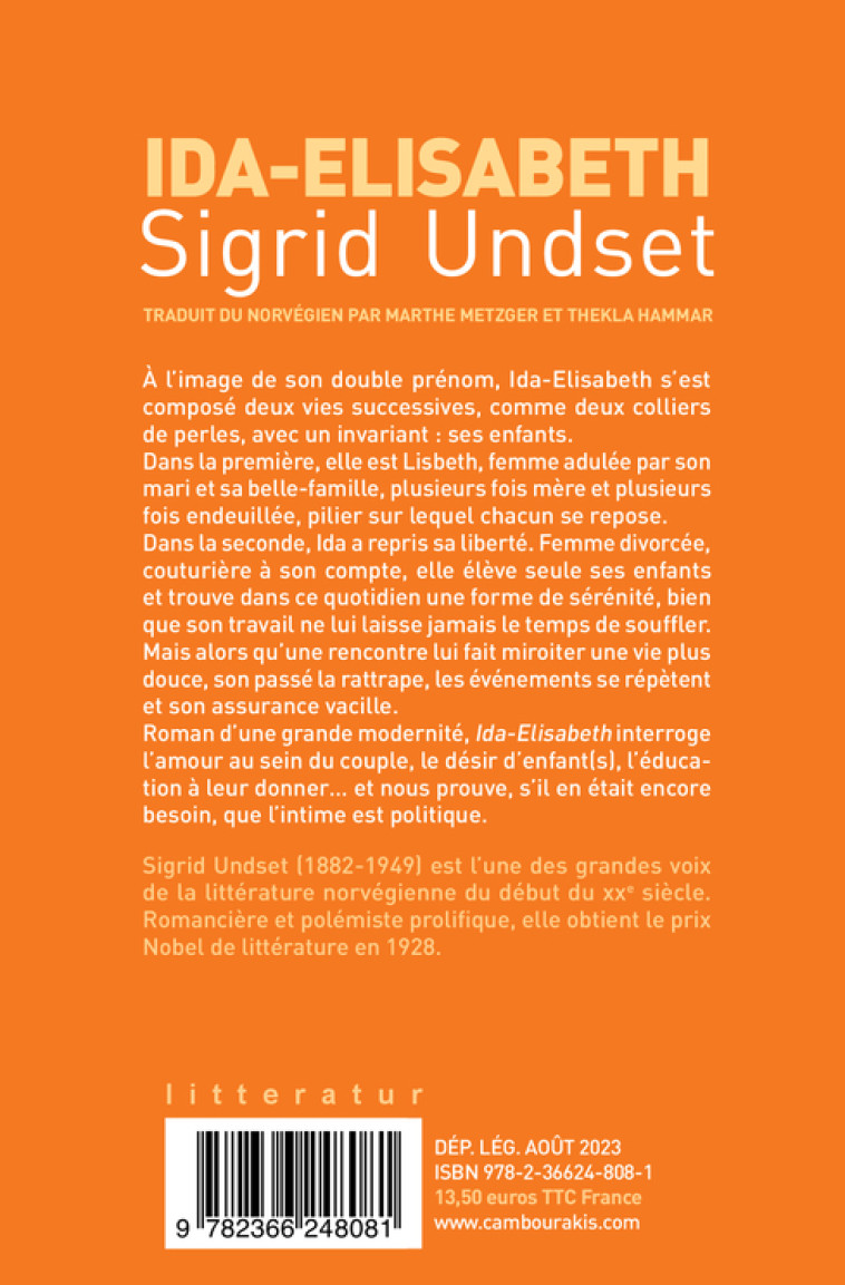 IDA-ELISABETH - Sigrid Undset - CAMBOURAKIS