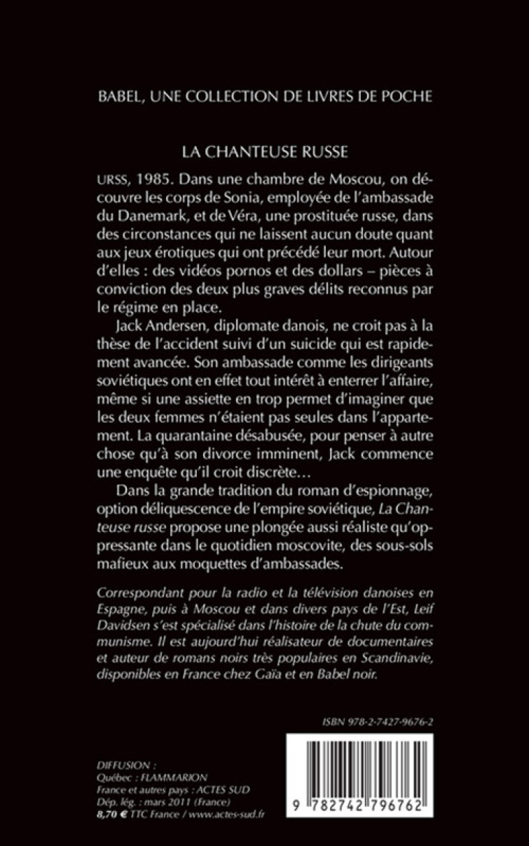 La Chanteuse russe - Leif Davidsen, Monique Christiansen - ACTES SUD